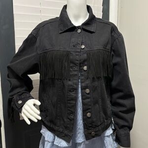 Express Black Fringe Jean Jacket